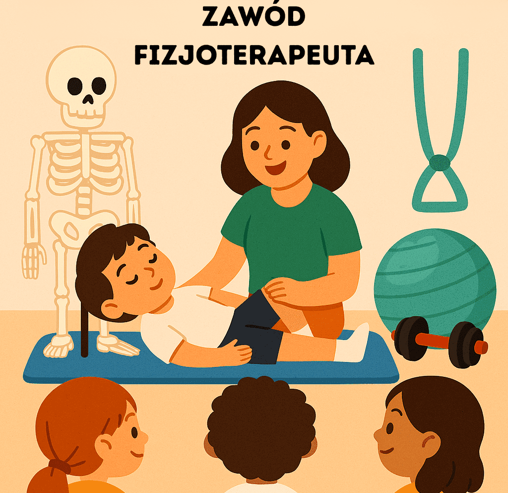 Fizjoterapeuta pomaga pacjentowi w rehabilitacji.