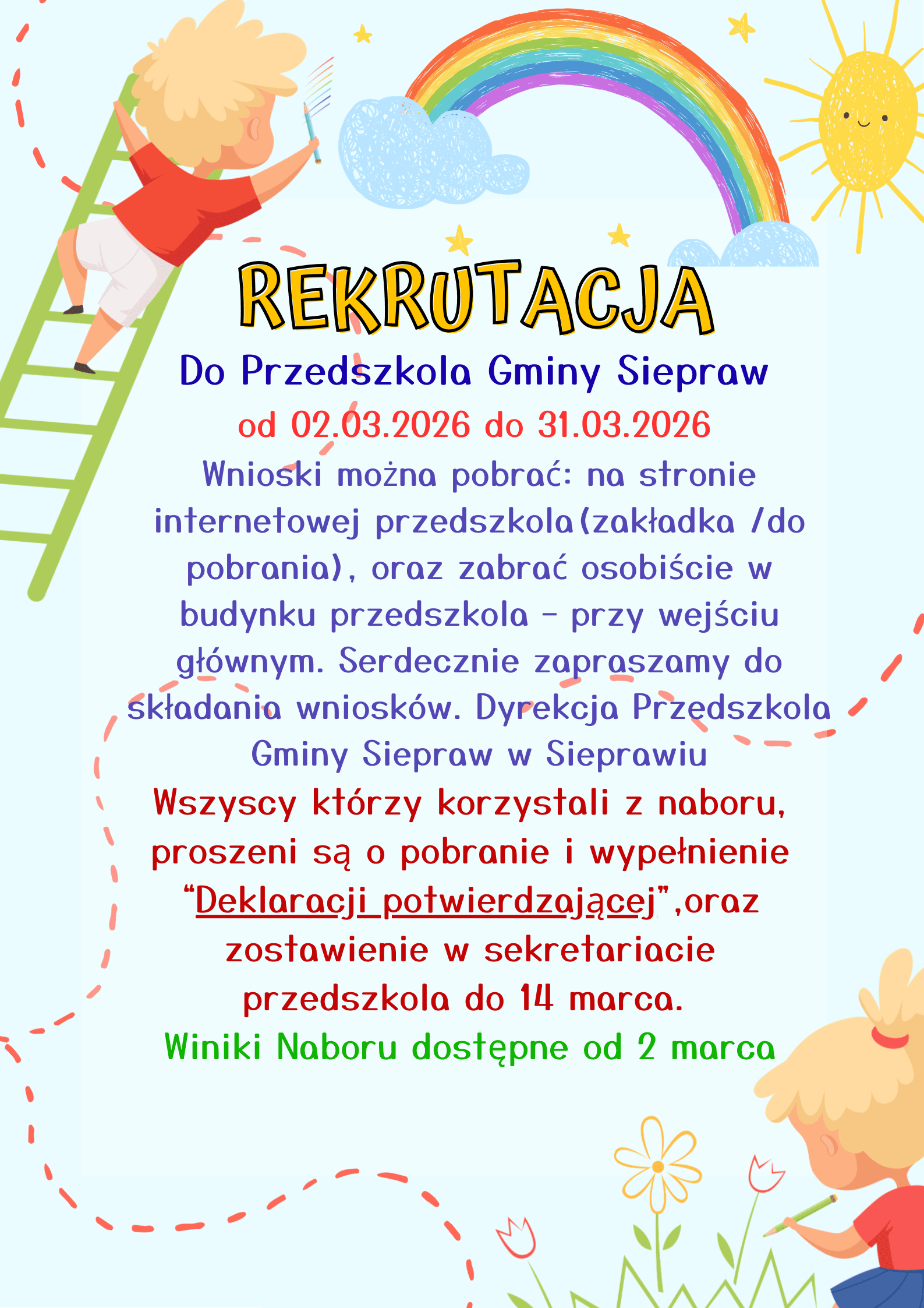 Rekrutacja – Przedszkole Kropla Słońca
