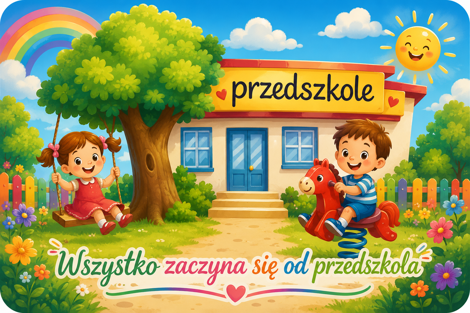Grafika przedszkola , miejsce radosnej zabawy i rozwoju dzieci